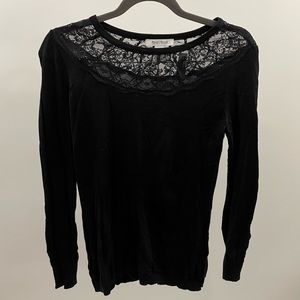 Black Lace Detail Sweater Size XS